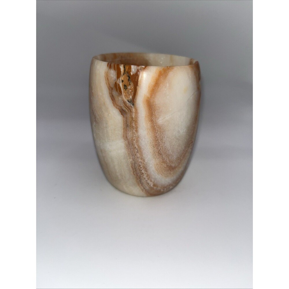 Egyptian Alabaster Onyx Round Candle Holder Moonlight Elegance Boho Nature